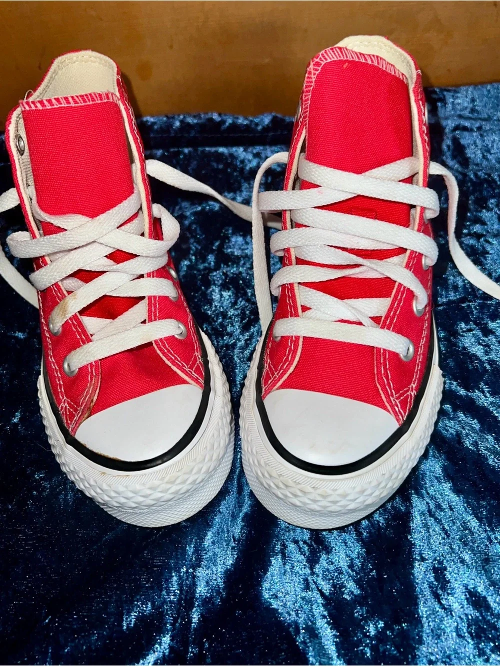 Converse Kids Red High Top platform canvas Sneakers with White Laces